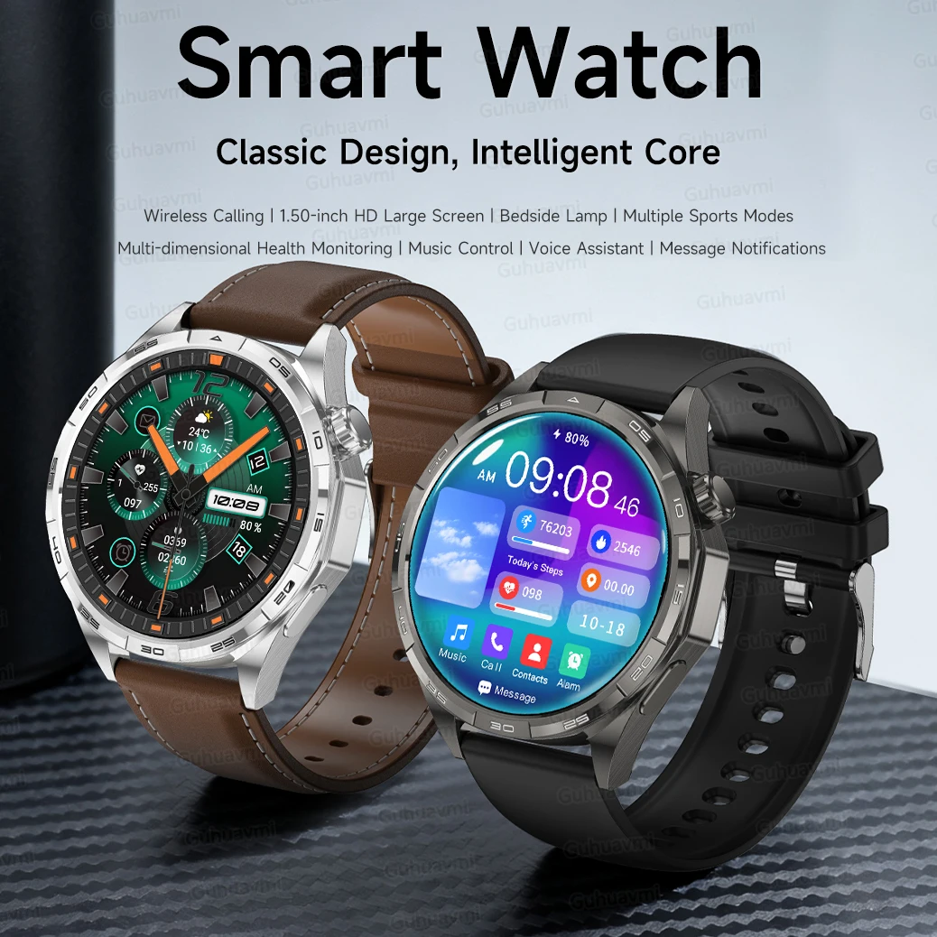 GUHUAVMI Watch 6 Pro Bluetooth Anruf Smartwatch 1,50'' AMOLED GPS Bewegungsflugzeug Herzfrequenz Outdoor Sport GT Smart Watch Männer Image