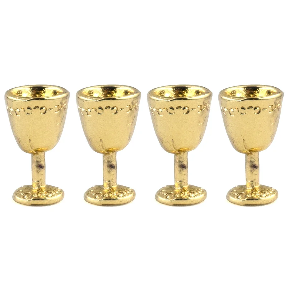 4 pezzi 1/12 accessori in miniatura per casa delle bambole mini bicchiere di vino in metallo simulazione calice tazza modello giocattoli per la decorazione della casa delle bambole OB11