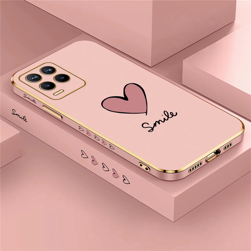 Custodia per telefono con cuore d'amore elettrolitico di moda per OPPO Realme 8 6 3 9 10 Pro Plus 8i 9i 5i 5s 6s Custodia morbida antiurto in silicone