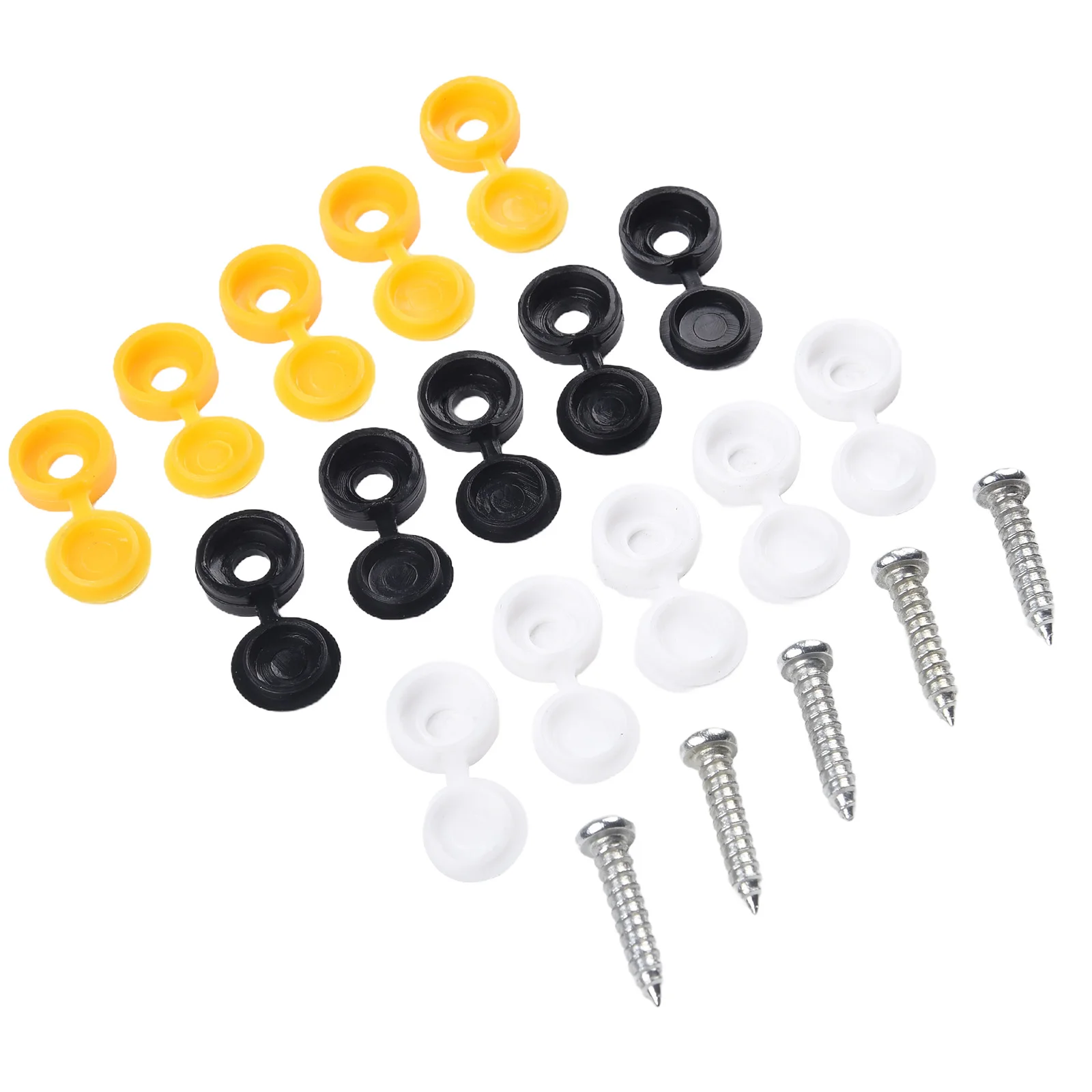48 Stück Schrauben-Abdeckkappe, weiß, schwarz, grau, Kunststoff, Schraubkappe, Abdeckung, Nagelmuttern, Schrauben, dekorative Abdeckung, Schraube, Klappkappe Image