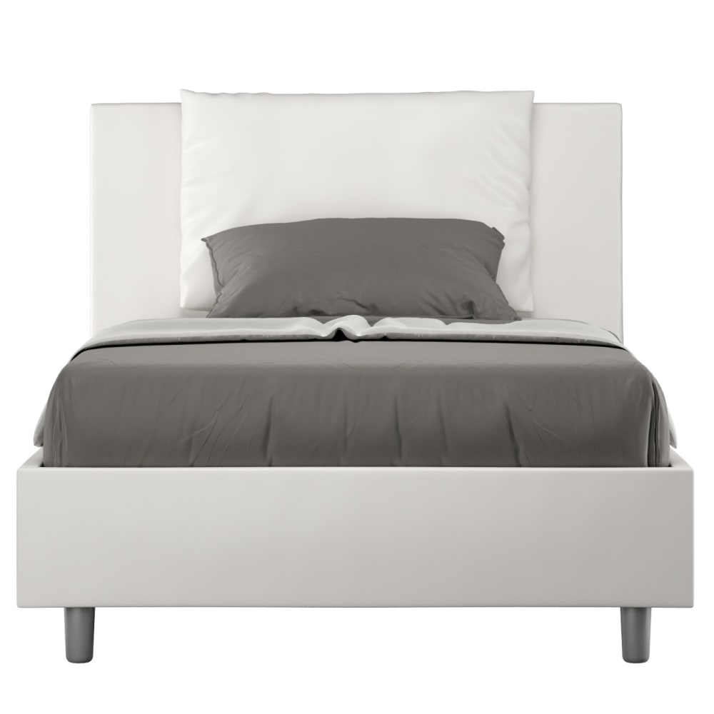 Lit sans sommier rembourré 120x190 similicuir blanc