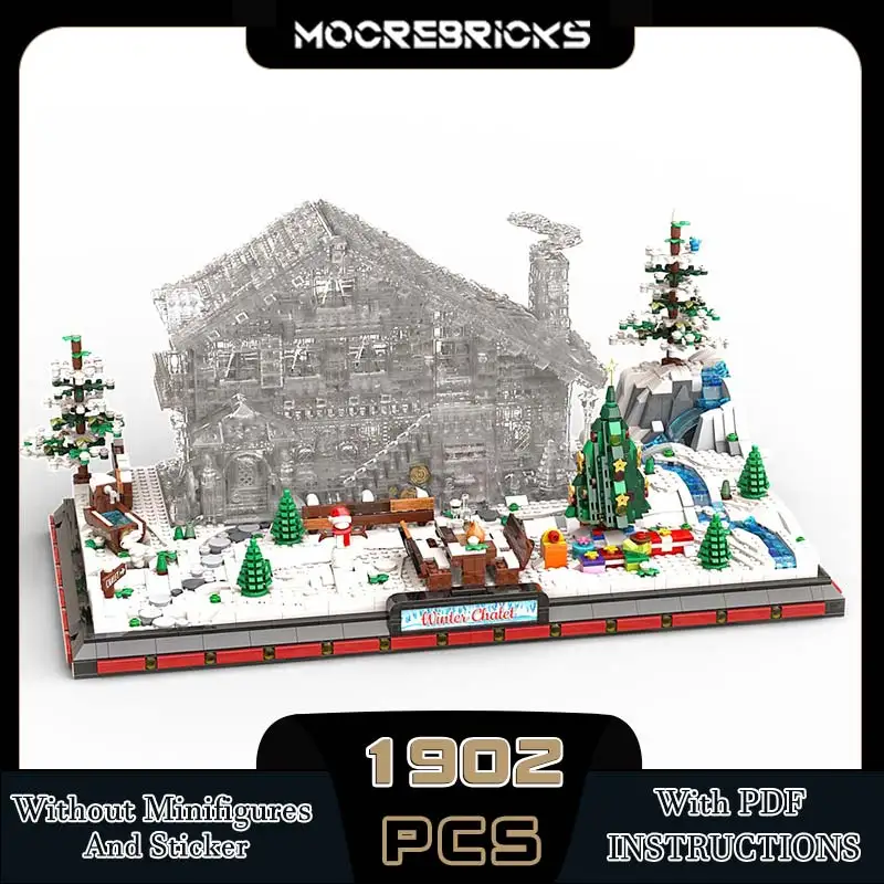 MOC- 161582 Winter Holzhaus Weihnachtsbasis Modularer Baustein Montagemodell Ziegel Spielzeug Kinder Weihnachtsgeschenke Image