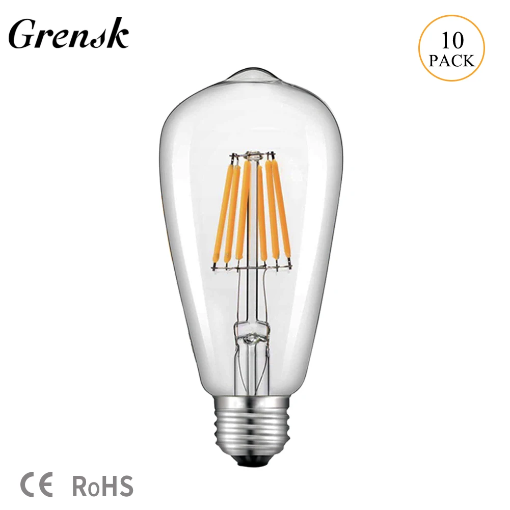 Grensk DC 12V 24V Glühbirne ST58 E27 Led-lampen Tageslicht Weiß 4500K Niedrigen Spannung 6W edison Klar Glas Led Lampe Warm Weiß 2700K