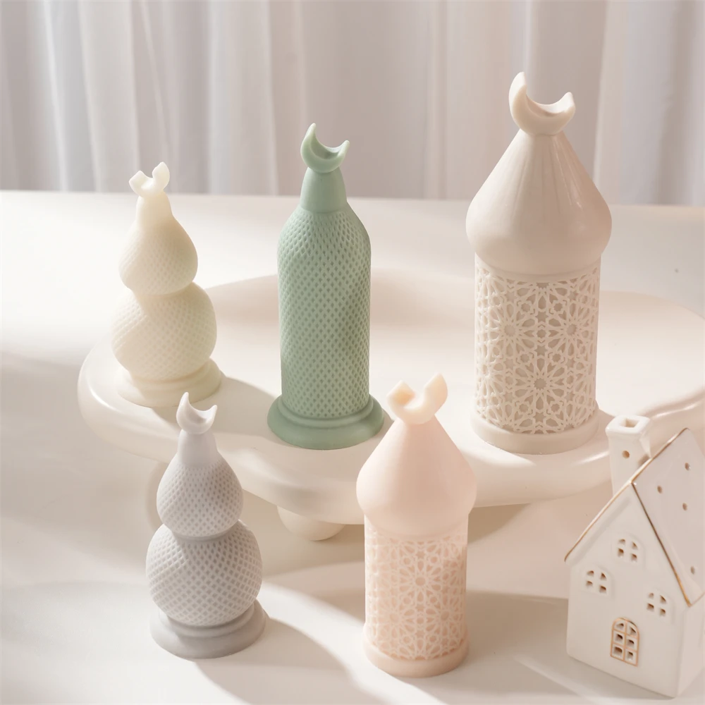 Ramadan Kareem Dekor Mond Säule Kerze Silikon Form Islamischen Muslimischen Säule Kerze Form Soja Wachs Form Eid Mubarak Ramadan Dekor Image