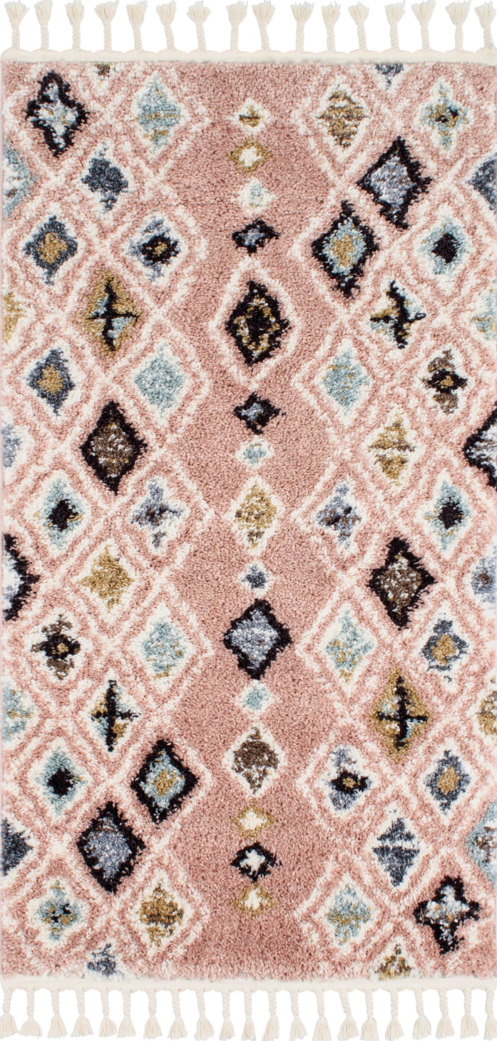 Tapis de couloir berbere rose 80x150 dessin ethnique