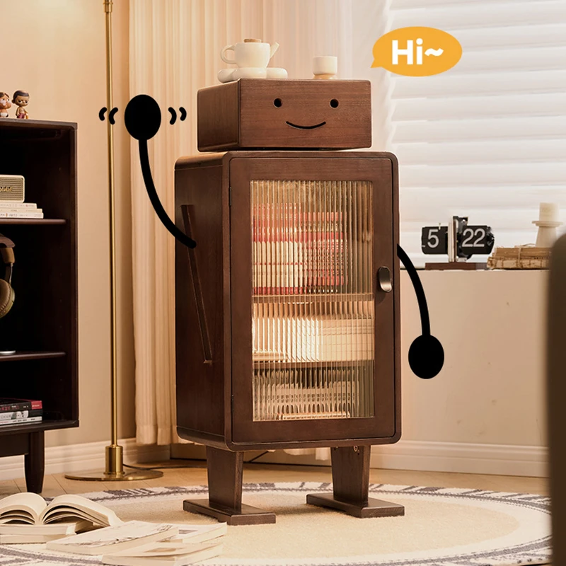 Commode en bois massif, meuble latéral pour meuble TV, meuble latéral pour canapé, meuble de rangement pour chambre à coucher, meuble de chevet robot