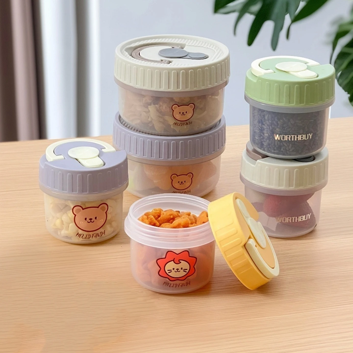 WORTHBUY – Mini boîte de conservation des aliments frais scellée en plastique, réfrigérateur, conteneur de stockage des aliments, boîte ronde réutilisable pour collation aux fruits avec couvercle