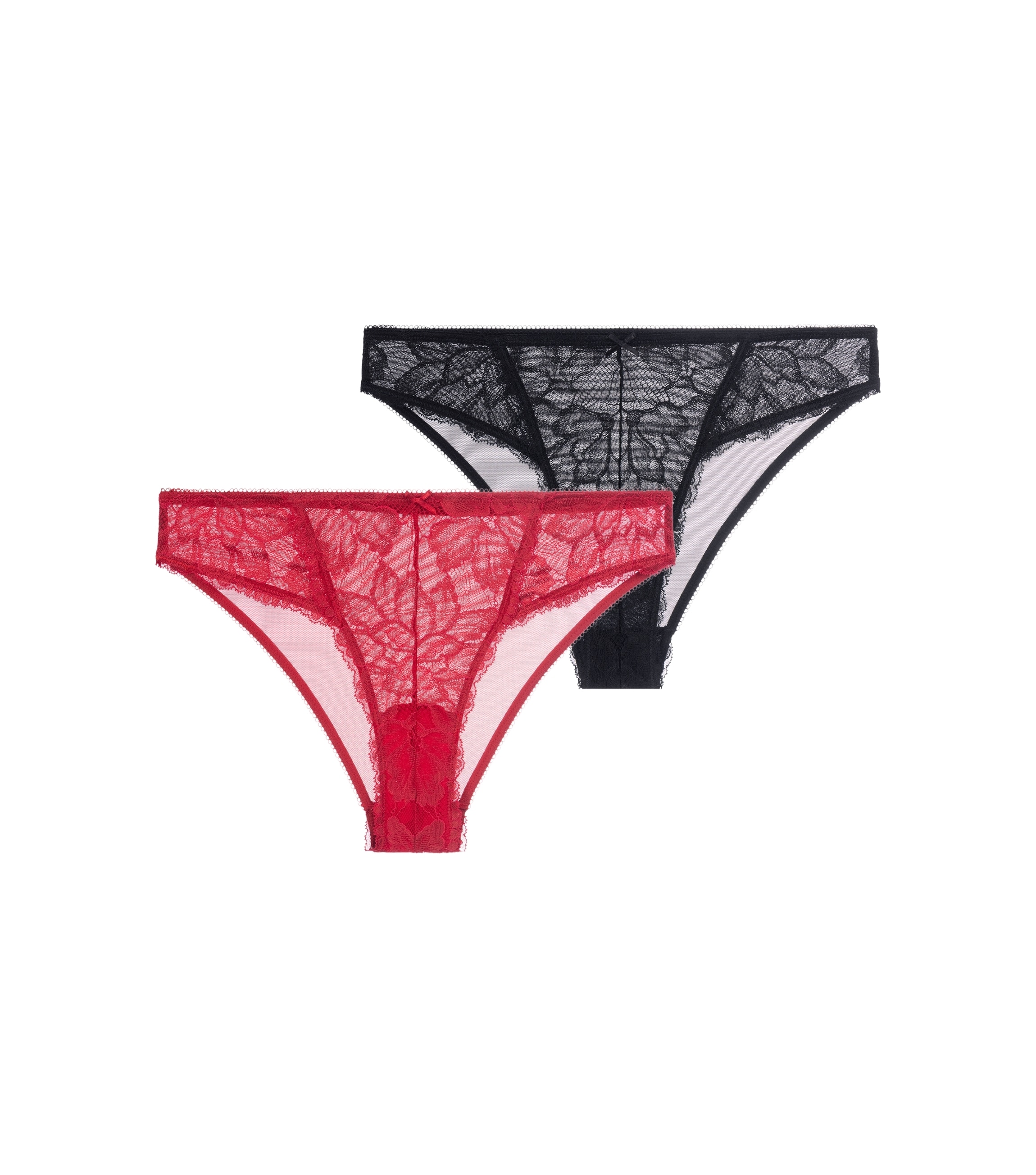 Brasilslip DORINA "Perfect Lace", Damen, Gr. L, rot, schwarz, Obermaterial: 90% Polyamid, 10% Elasthan, eng, Unterhosen, bequem, transparent, mit Schleife, mit Spitze