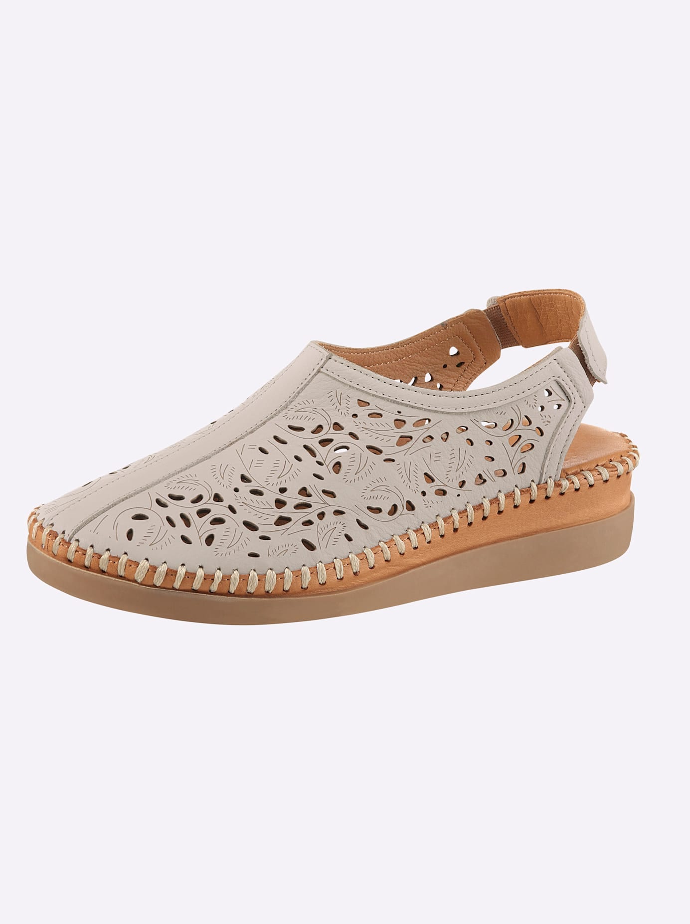 Slipper GEMINI, Damen, Gr. 36, hellgrau, Glattleder, Schuhe Slipper