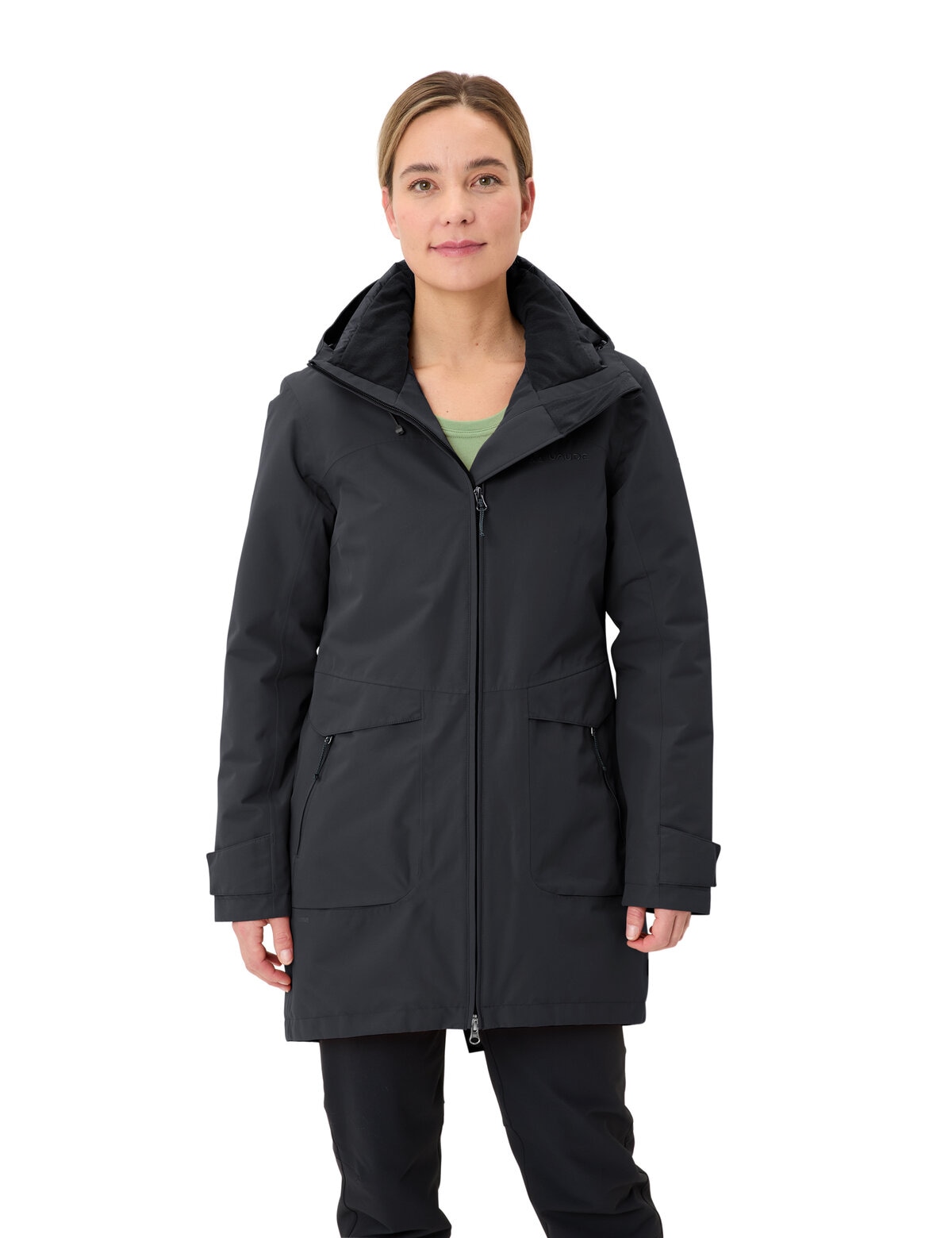 Parka VAUDE "WOMEN'S SKOMER WINTER PARKA III", Damen, Gr. 46, schwarz (phantom blac), Obermaterial: 100% Polyester. Futter: 100% Polyester. Wattierung: 100% Polyester, Jacken Parka, mit PrimaLoft-Wattierung, wasserdicht, winddicht, atmungsaktiv