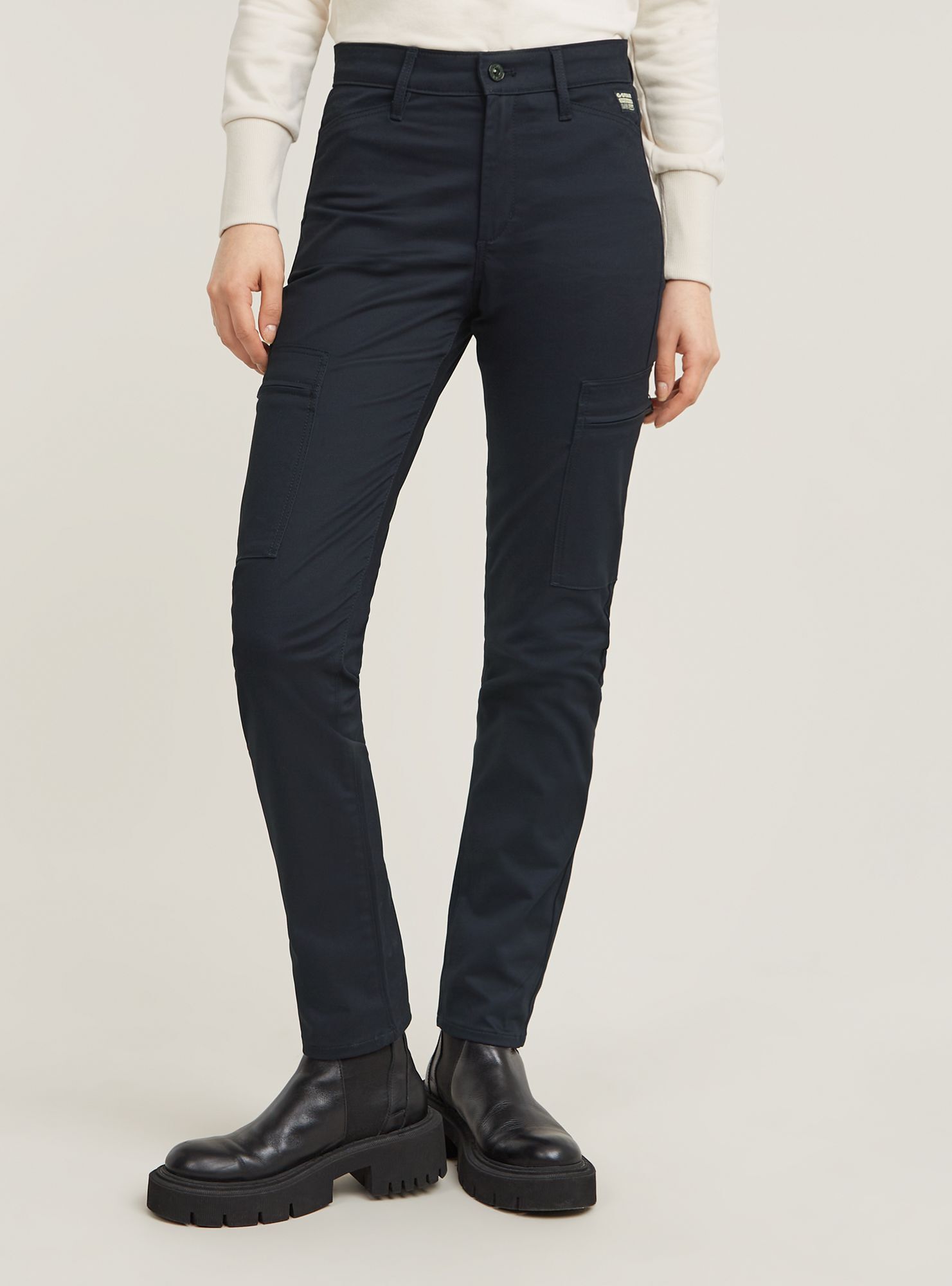 Cargohose G-STAR "Skinny Cargo Pants 2.0", Damen, Gr. 24, Länge 30, osaka blau, Obermaterial: 97% Baumwolle, 3% Elasthan, Hosen Cargohose
