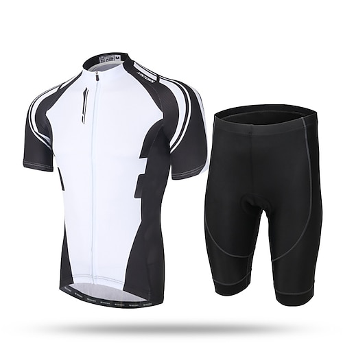 21Grams Herren Radtrikot mit Radhose fahrradbekleidung set Kurzarm Schwarz Weiß Schwarz Rrot Schwarz gelb Fahhrad Kurze Hose Hosen / Regenhose Trikot Atmungsaktiv UV-resistant Rasche Trocknung Tasche Image