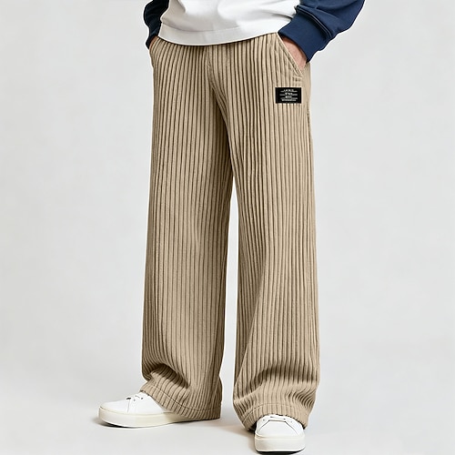 Herren Jogginghose Hose Cordhose Baggy-Hosen Gerade geschnittene Sweatpants Kordelzug Elastischer Bund Einfarbig Komfort Volle Länge Täglich Outdoor Streetwear Mode Klassicher Stil Lässiger Schnitt Image