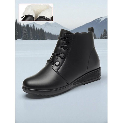 Schwarze Damen-Winterstiefel mit Kunstfellfutter – warm, bequem und mit Reißverschluss, ideal für kaltes Wetter, Büro und Outdoor-Aktivitäten Image
