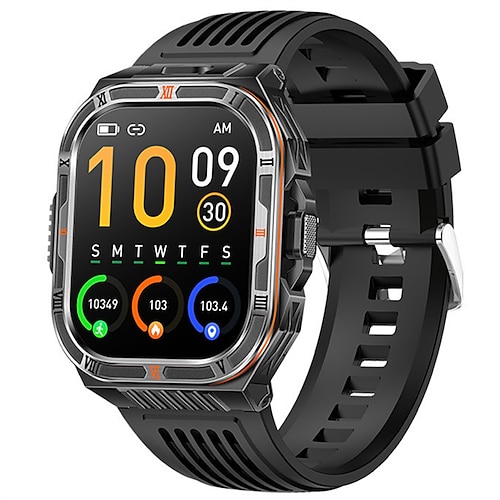 ht38 Outdoor-Sport-Smartwatch, 2,01 Zoll, Bluetooth, Telefonie, KI-Sprachsteuerung, Sport- und Fitnessfunktionen, Kompass, LED-Taschenlampe
