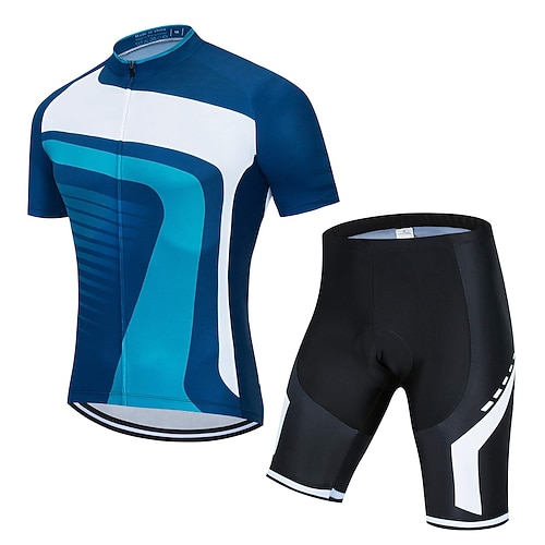 21Grams Herren Radtrikot mit Radhose fahrradbekleidung set Kurzarm MTB Mountain Rennrad Grün Blau Gelb Streifen Fahhrad Sportkleidung 3D-Pad Atmungsaktiv Rasche Trocknung Feuchtigkeitsabsorbierend Image