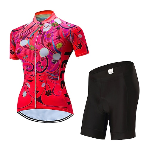 21grams Damen-Radtrikot Sommer-Radhose Radfahren kurze Ärmel MTB UV-beständig 3D gepolstert atmungsaktiv schnell trocknend Fahrradbekleidung Grün/gelb Image