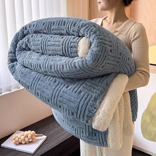 Winterplüschdecke, dick und weich, für Wohnzimmer, Schlafzimmer, Büro oder Sofa Image