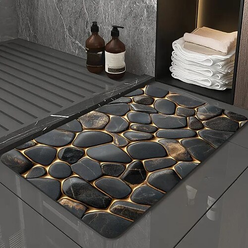 3D-Optische Illusion Fußmatte Visuelle Falle Fußmatte Rutschfest Wasserabsorbierend für Badezimmer Dusche Eingangsbereich Innen Außen Diatomaceous Earth Schnell trocknend Absorbierend 20 x 31 Zoll Image