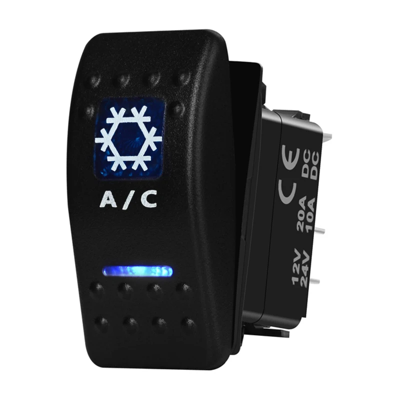 Auto A/C Klimaanlage Wippschalter 5P Ein-Aus Kippschalter für Boot RV Caravan Camper Anhänger, Autozubehör, 12V 24V Image