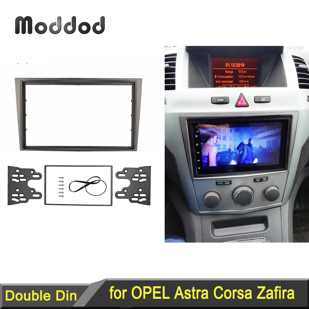 Doppel 2 Din Radio Rahmen für Opel Astra Antara Corsa Zafira GMC Fascia Dash Installation Trim Kit Gesicht Platte Lünette stereo Panel Image