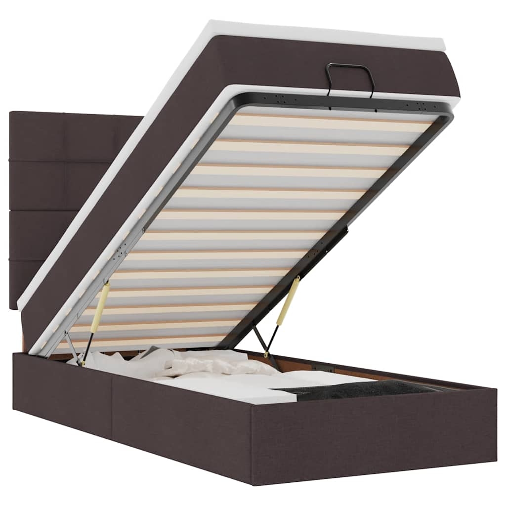 vidaXL Ottoman-Bett mit Matratze Dunkelbraun 90x200 cm Stoff Image