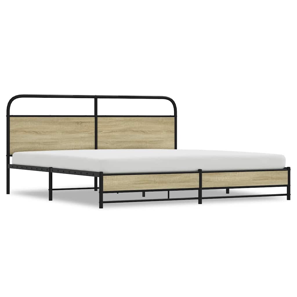 vidaXL Metallbett ohne Matratze Sonoma-Eiche 180x200 cm Image