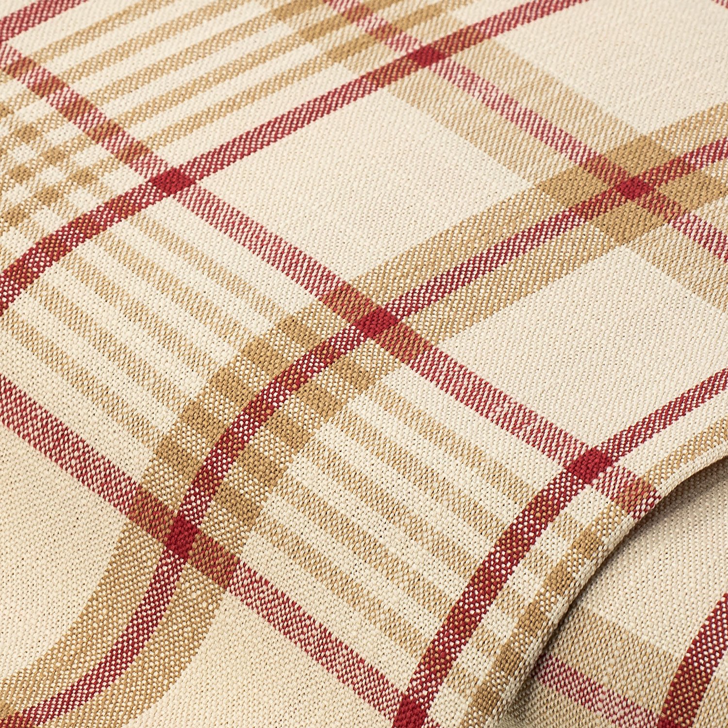 1b Dekostoff in Leinen-Optik Karo, natur/rot Image