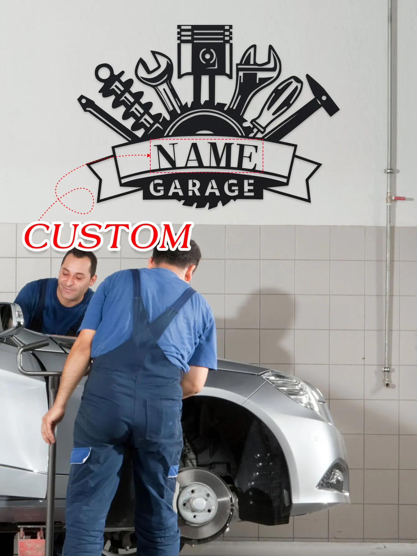 Benutzerdefinierte Wandkunst aus Metall für Friseure – personalisierte Salon- und Friseursalon-Dekoration, Namensschild im Vintage-Stil für Friseure Image