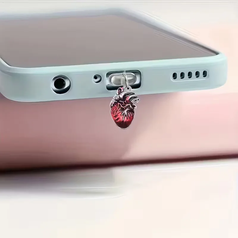 Bouchons anti-poussière en forme de cœur humain pour téléphone portable, pendentifs décoratifs créatifs pour téléphone portable, accessoires pour téléphone portable, 1 pièce