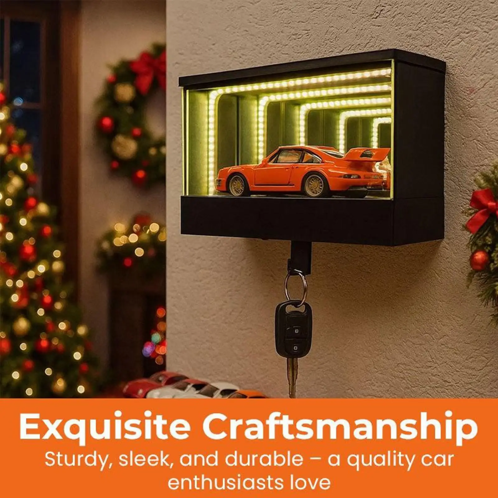 Kreativer Auto-Garage-Schlüsselhalter, Autoschlüssel-Organizer, lustige Haustür, Wandmontage, Auto-Schlüsselanhänger, Aufhänger mit LED-Licht, Autoschlüssel-Aufhänger