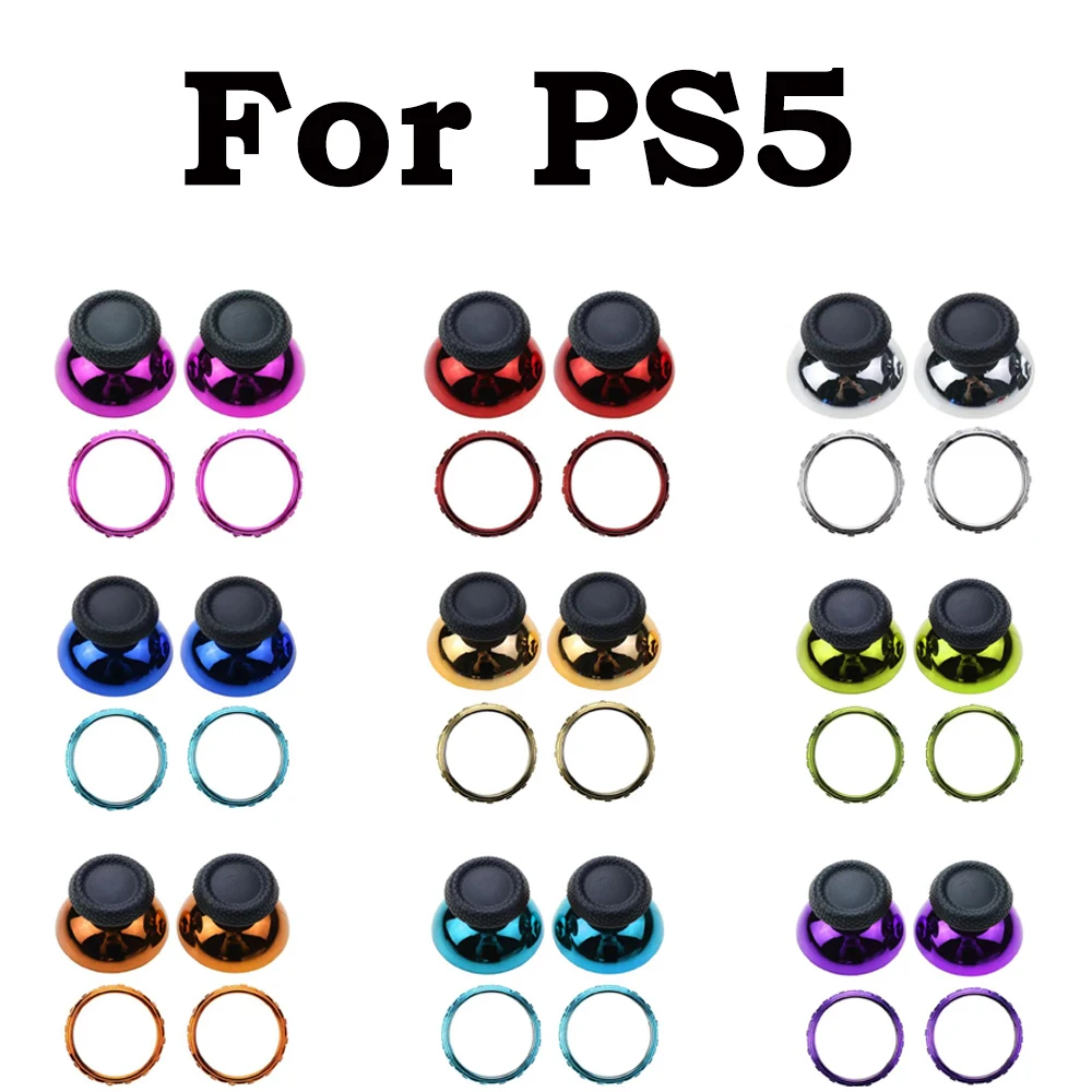 1 Set Galvanisierte Analoge Joystick-Daumenstick-Kappen Ersatzteile für PS5-Controller Daumenstick-Ersatz mit Ringen Image