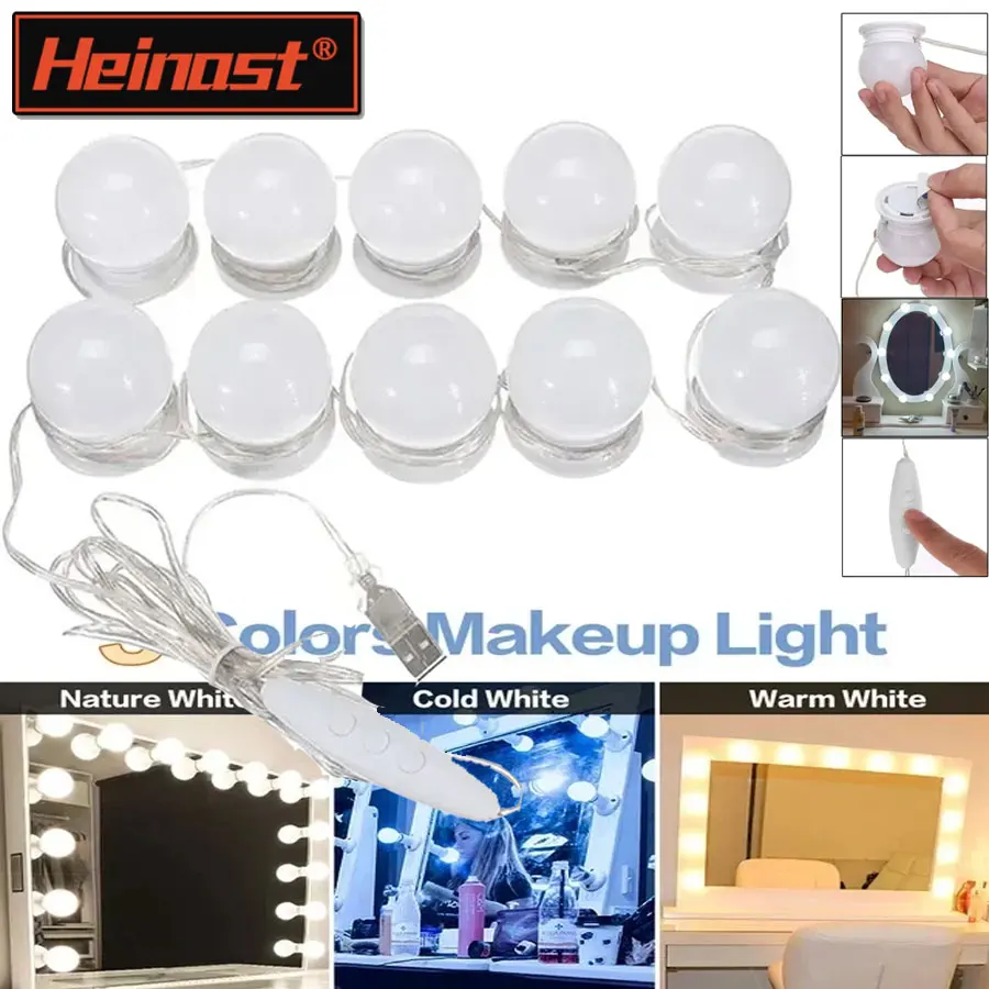 Spiegel Glühbirnen Eitelkeit Licht USB Power Badezimmer Schminktisch Beleuchtung Dimmbare LED Eitelkeit Licht Für Make-Up Spiegel LED Licht