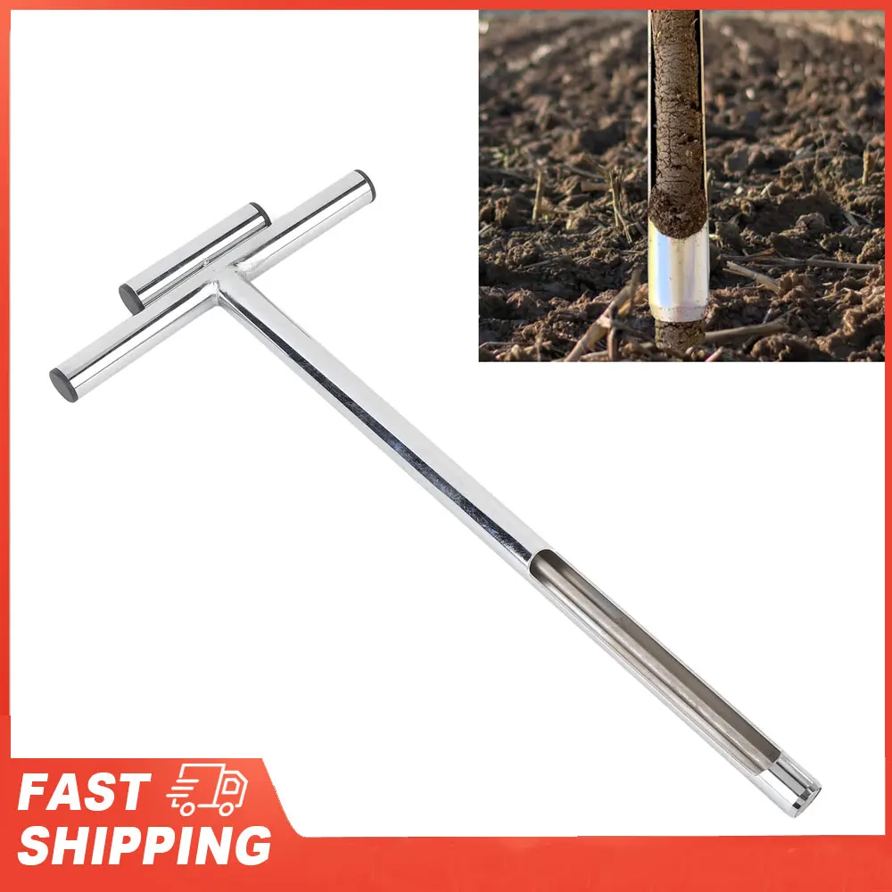 Bodenprobenfühler mit Auswerfer, röhrenförmiger Edelstahlstab, T-förmiger Griff für die Pflanzenpflege, Garten, Bauernhof Image