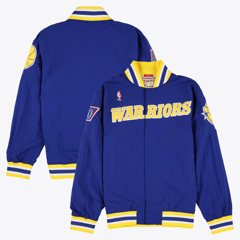 Authentische Golden State Warriors Aufwärmjacke mit durchgehenden Druckknöpfen – Königsblau Image