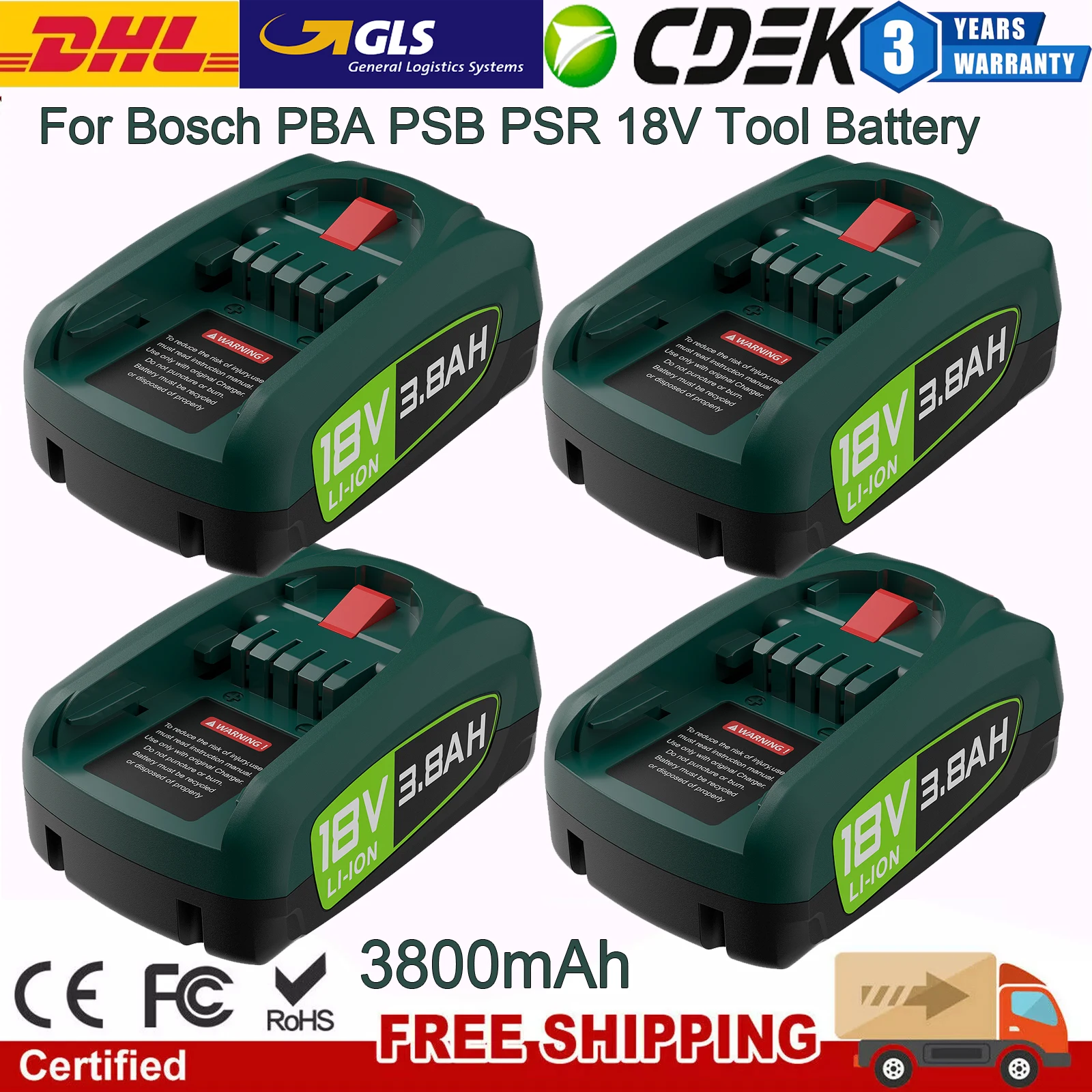 Bonacell 3800MAH Für Bosch PBA PSB PSR 18V Lithium-Akku Für Bosch Haus & Garten Power Werkzeuge Für Bosch PBA Image