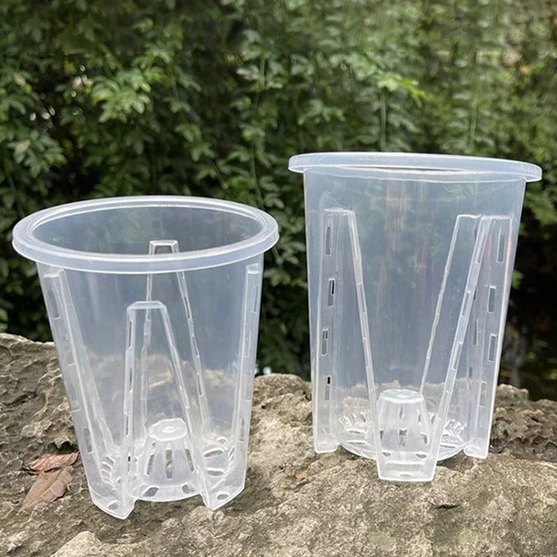5 Stücke Haushalt Transparent Blumentopf Pflanze Sämlinge Atmungsaktive Topf Phalaenopsis Saisonale Grüne Orchidee Blume Pflanzwerkzeuge Image