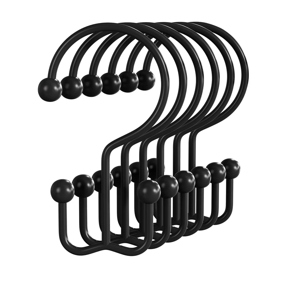 12 Stück Duschvorhanghaken Nickel Duschvorhangringe Metall Duschhaken für Badezimmer Duschvorhangstange