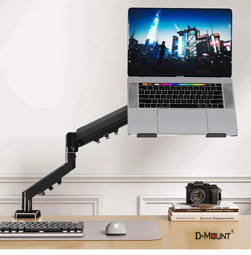 D-MOUNT D90-LP 2-in-1 Gasfeder-Tischständer für 13-32 Zoll LCD-Monitore und 10-17 Zoll Notebooks, voll beweglicher, drehbarer Computerarmhalter. Image