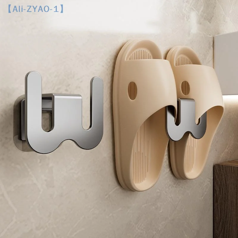 【ZYAO-1】Badezimmer-Hausschuhe-Rack, Hausschuhe-Aufbewahrung, Wandmontage, Schuh-Aufbewahrungsregal, lochfreier Aufbewahrungshaken, Tür-Hausschuhe-Rack