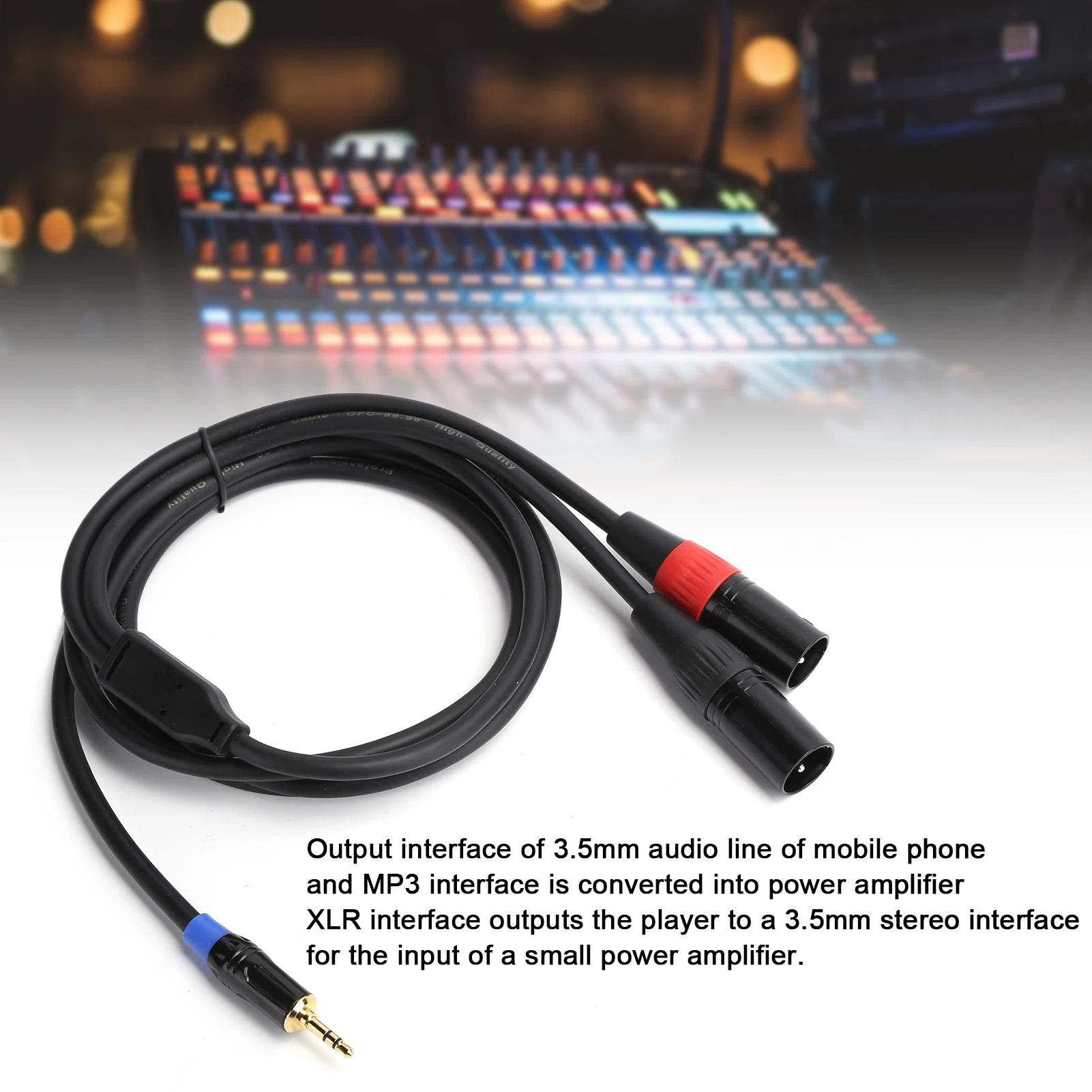 3,5 mm Stecker auf 2 XLR-Stecker, Audio-Line-Kabel, Versorgung für Mixer, Leistungsverstärker, Audio-Zubehör, Klanggeräte, XLR-Audiokabel Image