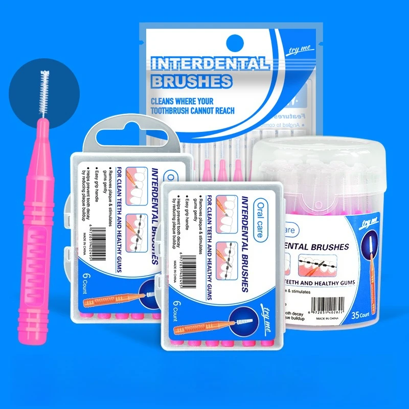 Mehrfarbige Interdentalbürsten, Großpackung, Zahnseide-Picks für die Zahnreinigung, Spaltbürsten in verschiedenen Größen Image