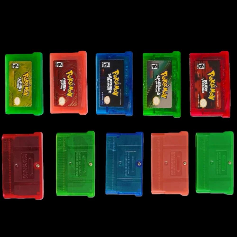 NEUE 32-Bit-Videospielkassette der Pokemon-Serie Emerald FireRed Leafgreen Ruby Sapphire 5-Versionen-Spiel in Box für GBA, kein Handbuch Image