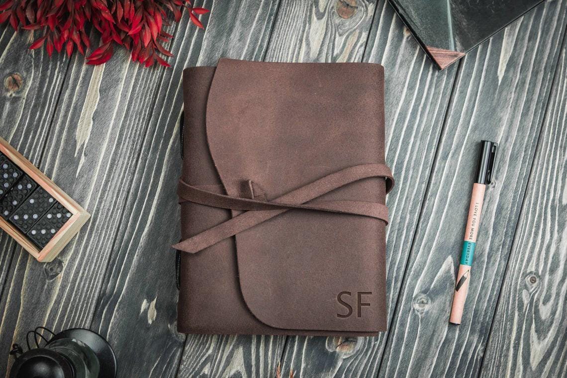 Diario in pelle a tre ante, diario rilegato in pelle A5 A4 B6, taccuino personalizzato, regalo diario in pelle inciso personalizzato