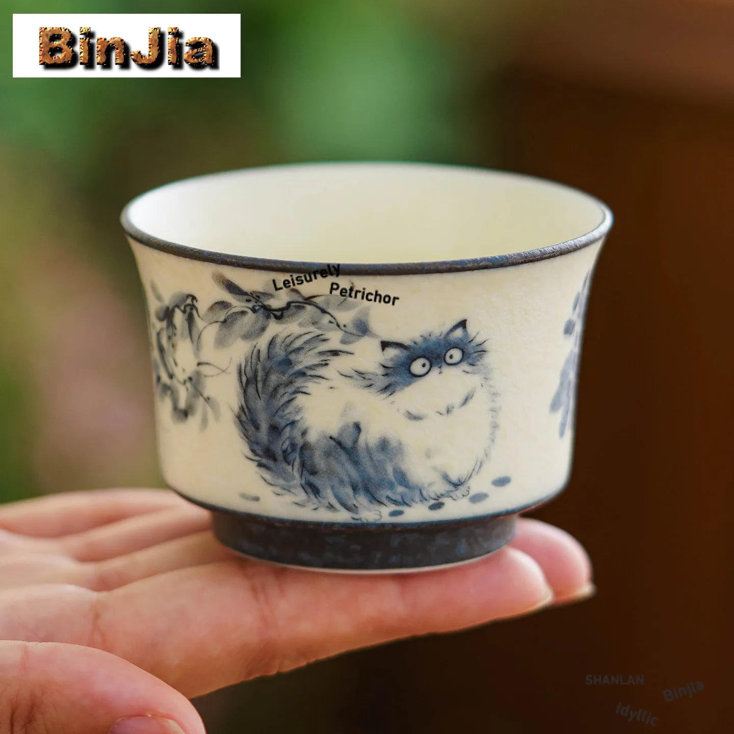 106ml Hand Painted Cat Teacup Luxury Tea Bowl Mug Tea-tasting Personal Cup Chazhan Master Cups Household Tea Items Collection