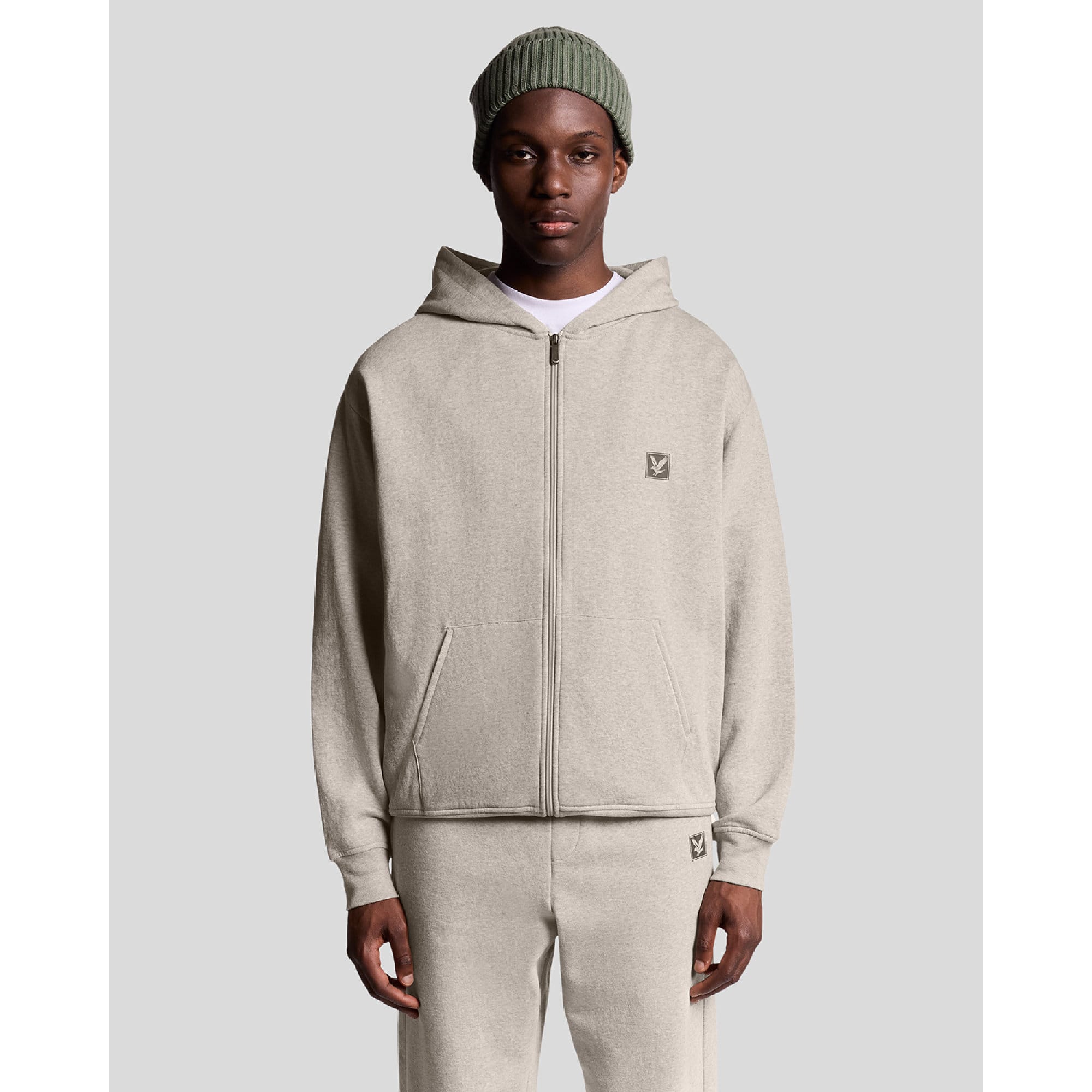 Lyle & Scott Mens and Loungewear Zip Through Hoodie in Cream Polycotton - Size X-small | Lyle & Scott Sale | Discount Designer Brands