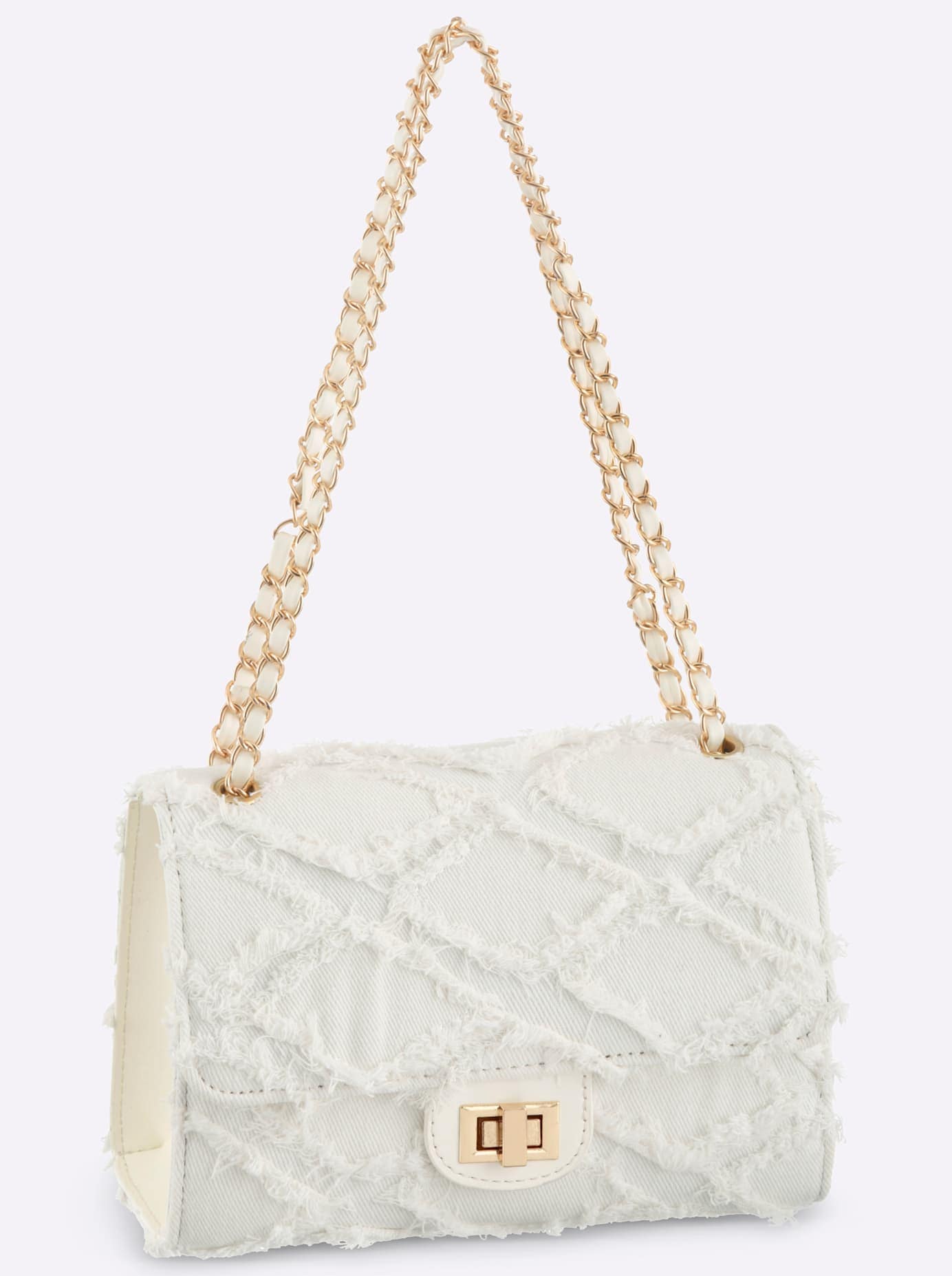 Umhängetasche HEINE, Damen, Gr. B/H/T: 25,5cm x 18cm x 9cm, weiß, Baumwollmischung, Metall, unifarben, Taschen Umhängetasche