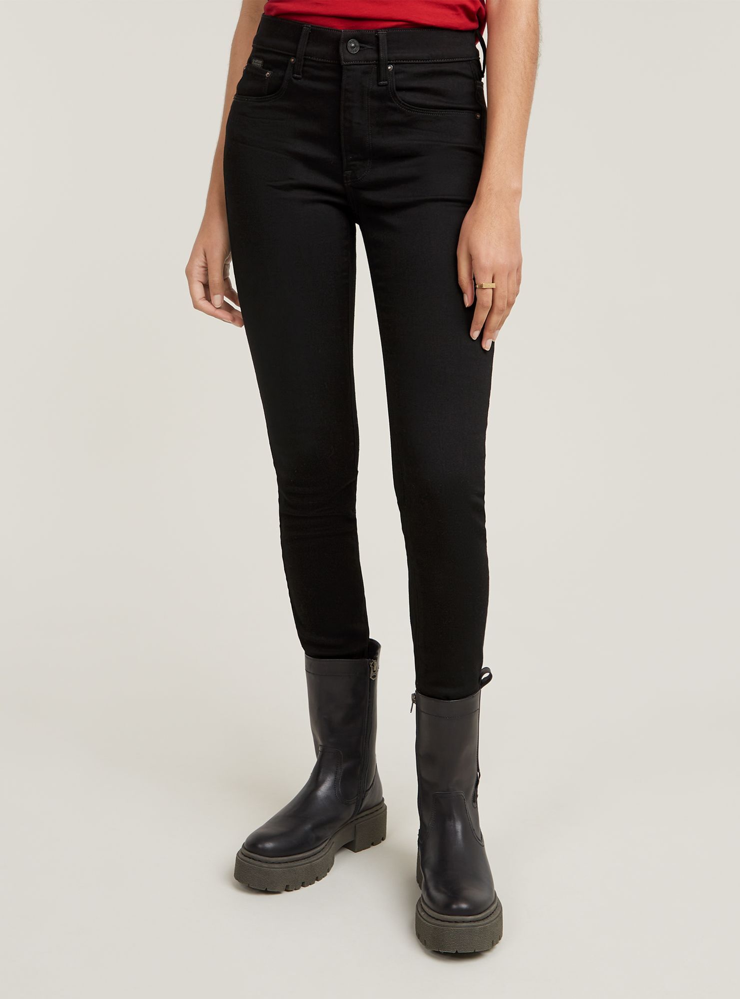 5-Pocket-Jeans G-STAR "3301 Skinny Jeans", Damen, Gr. 27, Länge 28, pitch schwarz, Obermaterial: 65% Baumwolle, 27% Baumwolle, 7% Elastomultiester, 1% Elasthan, Jeans 5-Pocket-Jeans