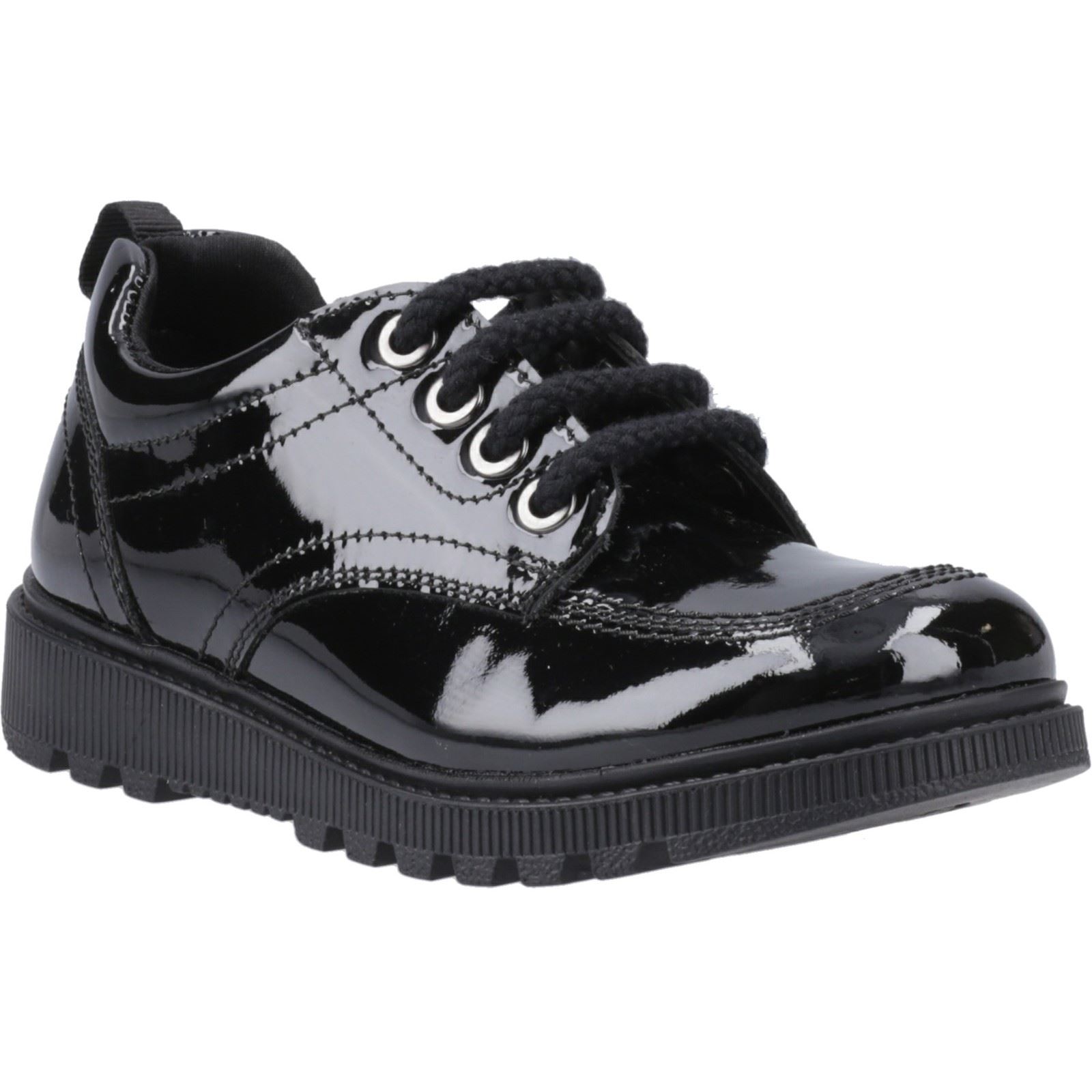 Hush Puppies Keeley Mädchenschuhe Aus Schwarzem Leder Mit Schnürung Image