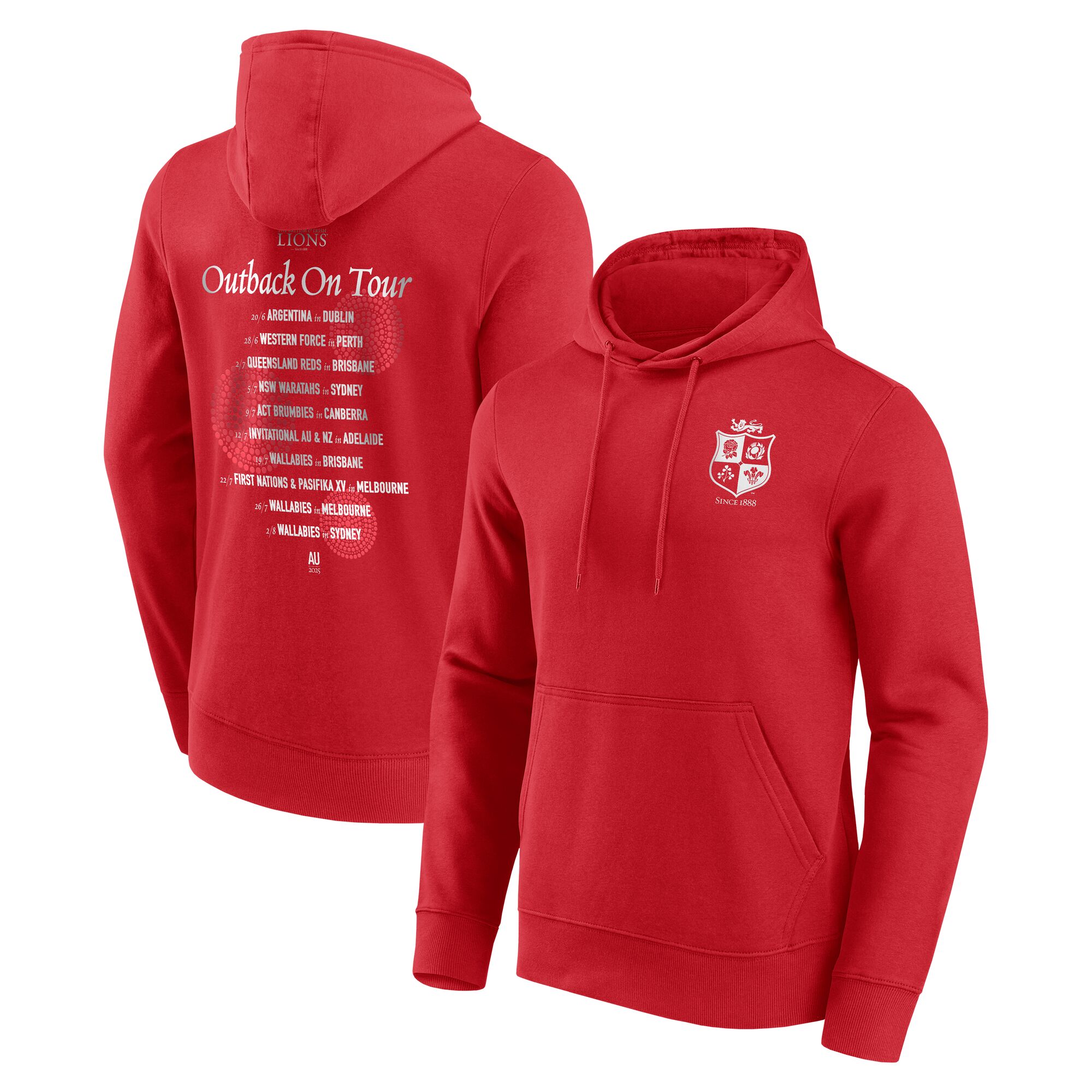 British & Irish Lions 2025 Tour Fixtures Grafik-Hoodie – Rot Image